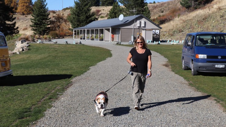 Holiday Park Tekapo Lakefront Dog Friendly Site With Woman and Dog