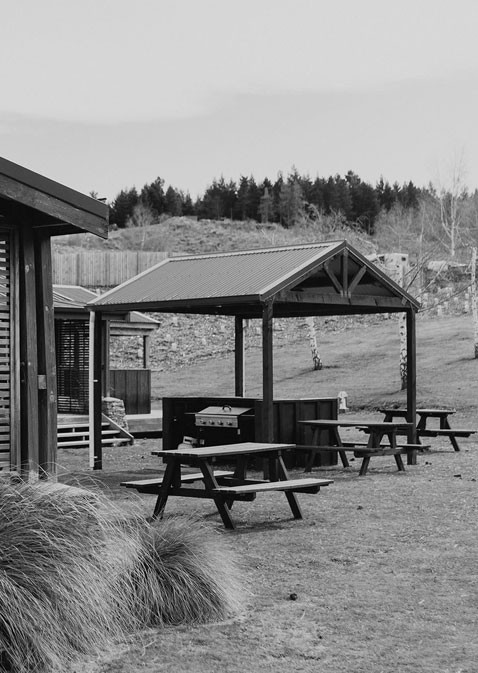 Holiday Park Lodge Facilities BBQ Area And Outdoor Picnic Tables