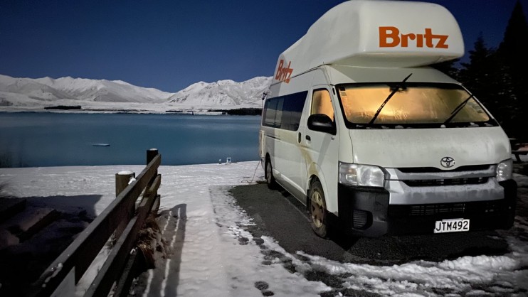 Tekapo Lakefront Holiday Park Camping Site Covered In Snow